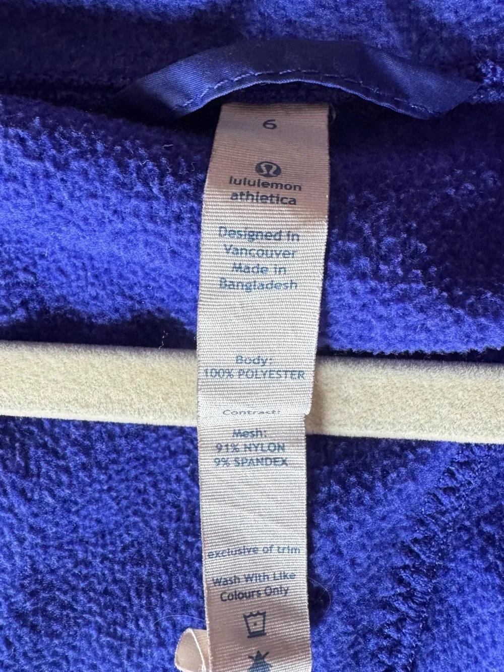 Lululemon Athletica Cobalt Blue Fleece & Nylon Full Zip Jacket Size 6